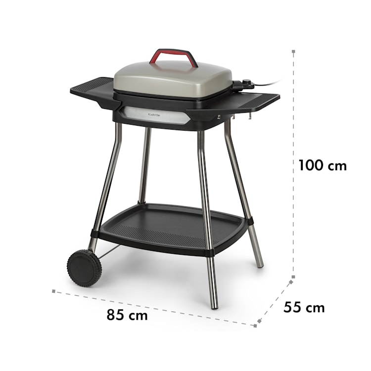 Gatsby elektrische barbecue 2000W anti-aanbaklaag zijtafels beige/zwart
