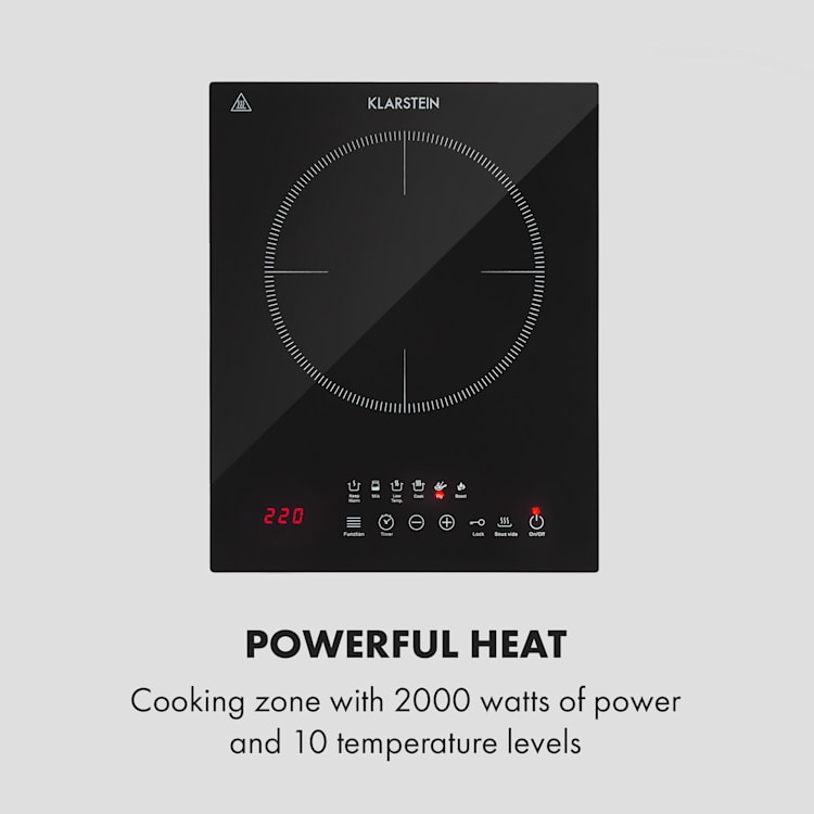 Cook n Roll, indukčná varná doska, 2000 W, 3h časovač, 10 úrovní výkonu, čierna