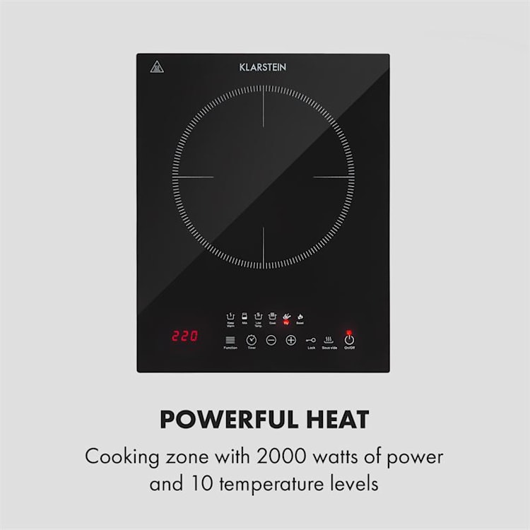 Cook n Roll Induktionskochfeld 2000W 3h-Timer 10 Stufen Bratenthermometer schwarz