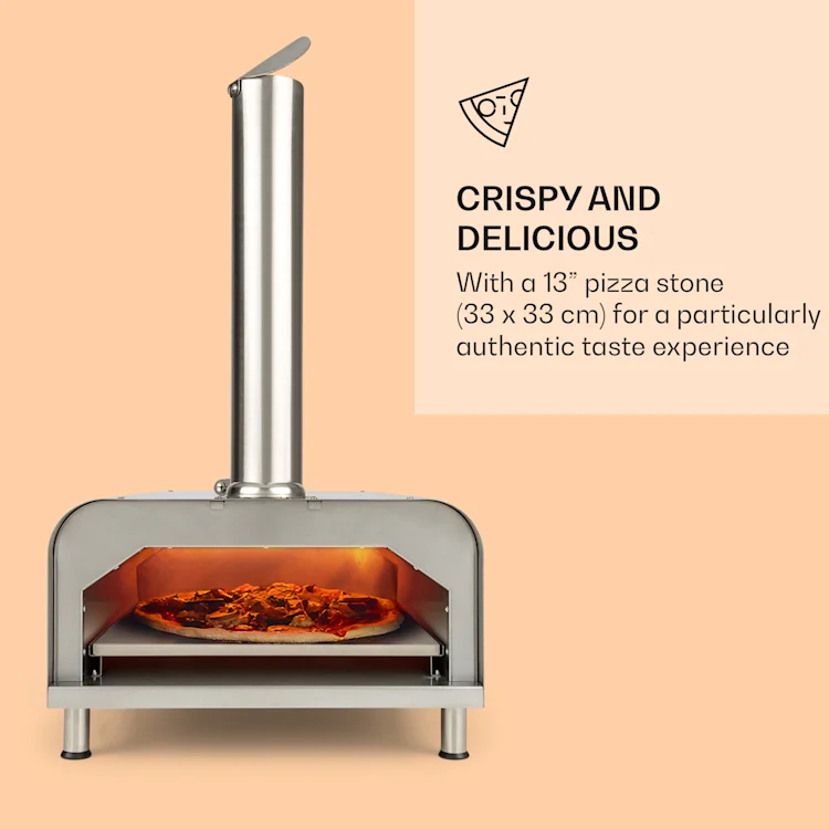 Diavolo, Pizza Pellet Oven, Includes Pizza Stone, Thermometer, Stainless Steel Silver Metallic
