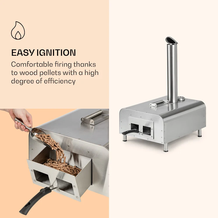 Diavolo, Pizza Pellet Oven, Includes Pizza Stone, Thermometer, Stainless Steel Silver Metallic