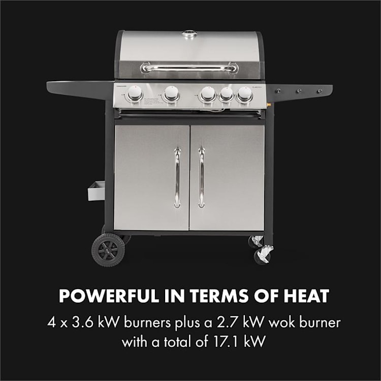 Tomahawk Gasgrill 4x3,6 kW + 2,7 kW Brenner 66x43,5 cm Grill Edelstahl