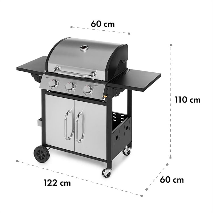 Tomahawk Gasgrill 3 x 3,6 kW Brenner 60 x 43,5 cm Grill Edelstahl