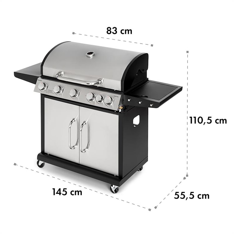 Tomahawk Gasgrill 5x3,6 kW + 2,7 kW Brenner 80x43,5 cm Grill Edelstahl