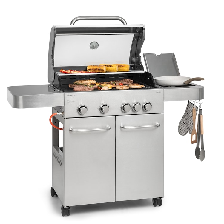 Valkyrie Gasgrill 4x3,5 kW + 3,15 kW Brenner 74x44 cm Grill Edelstahl 5 Brenner