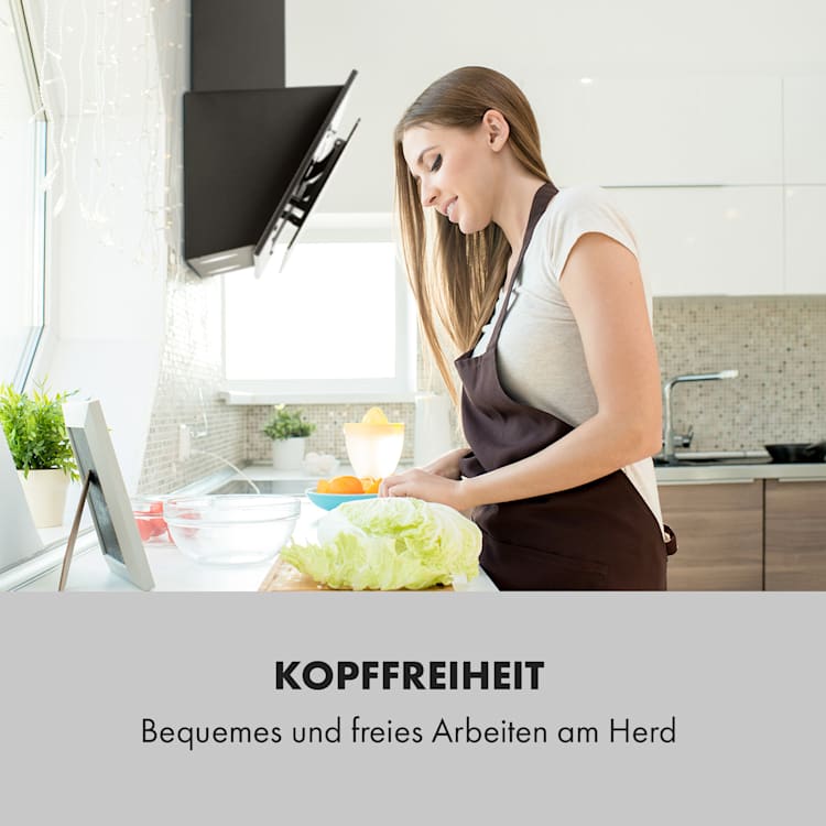 Alessia Dunstabzugshaube Kopffreihaube 350 m³/h Push Control schwarz 90 cm