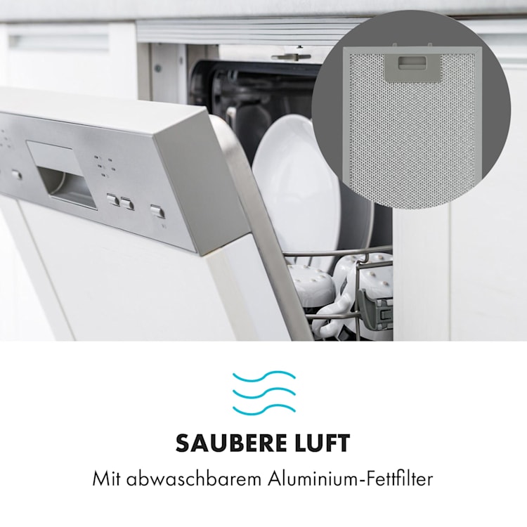 Alessia Dunstabzugshaube Kopffreihaube 350 m³/h Push Control schwarz 90 cm