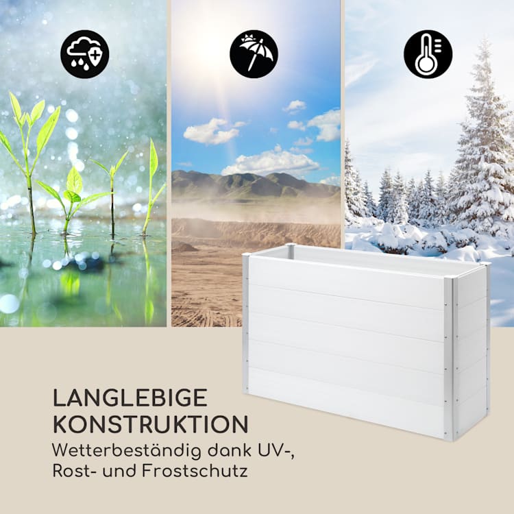 Nova Grow Gartenbeet 150 x 91 x 50 cm WPC Holzoptik weiß 150 x 91 x 50 cm