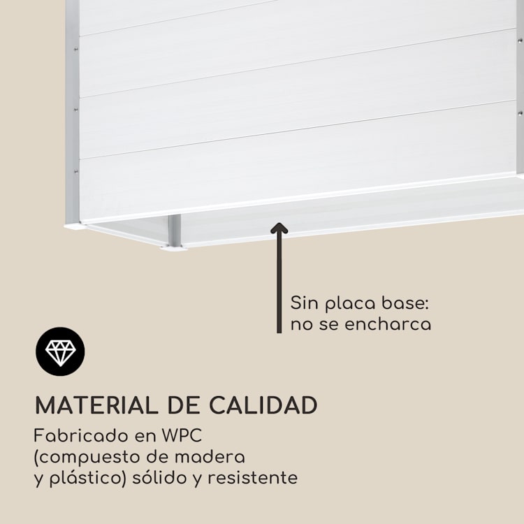 Nova Grow Arriate de jardín 150 x 91 x 50 cm WPC imitación madera color blanco 150 x 91 x 50 cm