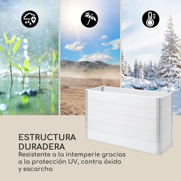 Nova Grow Arriate de jardín 150 x 91 x 50 cm WPC imitación madera color blanco 150 x 91 x 50 cm