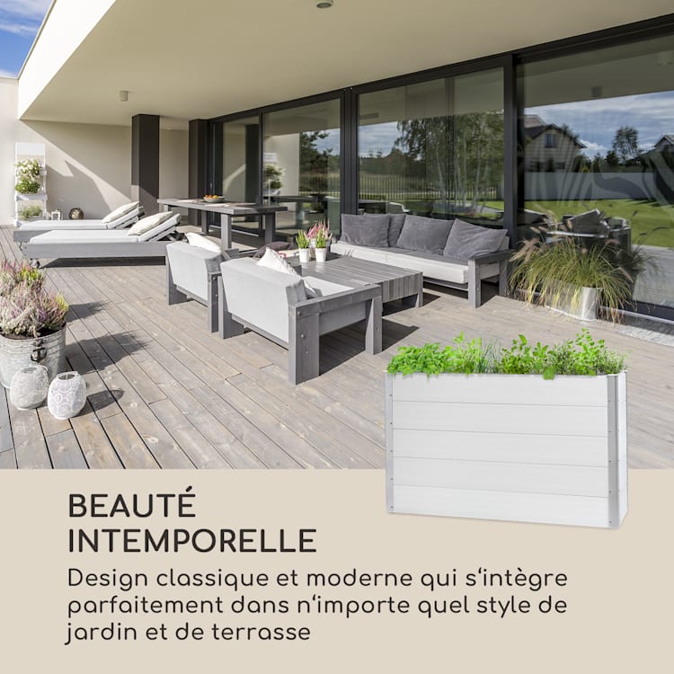 Nova Grow Potager surélevé 150 x 91 x 50 cm WPC aspect bois blanc 150 x 91 x 50 cm