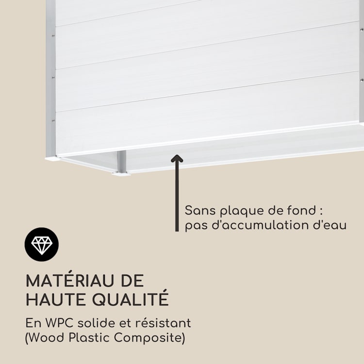 Nova Grow Potager surélevé 150 x 91 x 50 cm WPC aspect bois blanc 150 x 91 x 50 cm