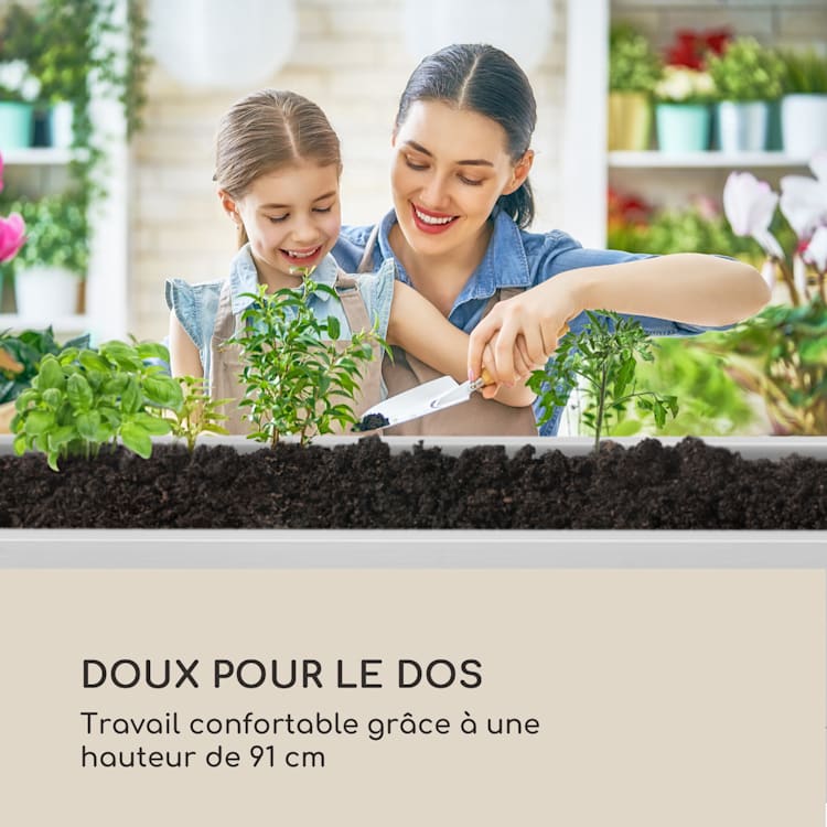 Nova Grow Potager surélevé 150 x 91 x 50 cm WPC aspect bois blanc 150 x 91 x 50 cm