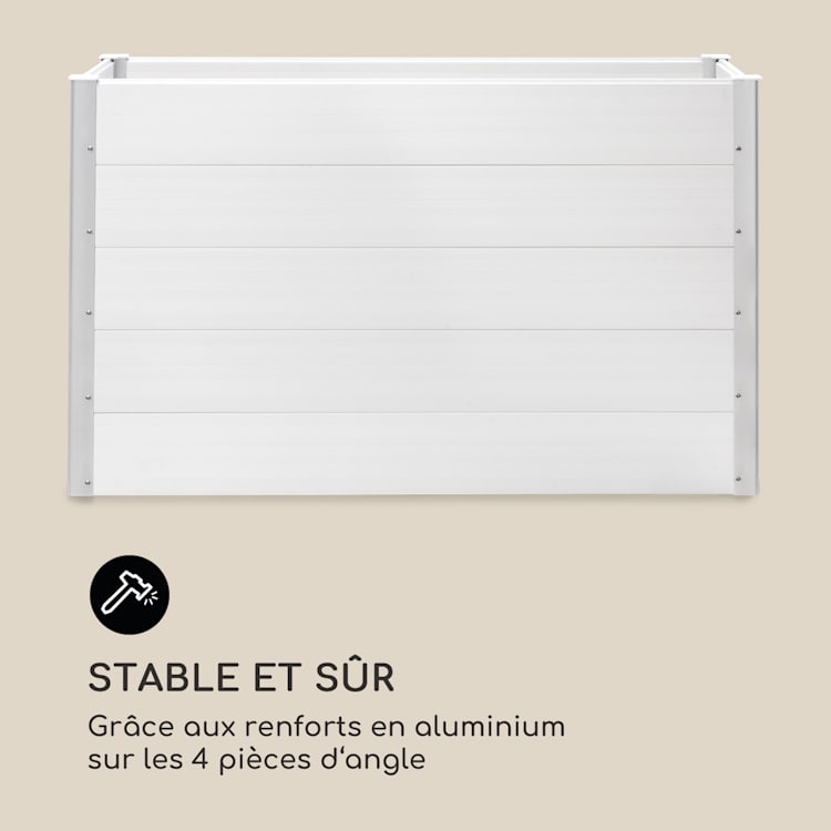 Nova Grow Potager surélevé 150 x 91 x 50 cm WPC aspect bois blanc 150 x 91 x 50 cm