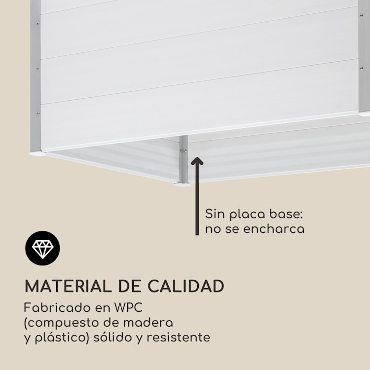 Nova Grow Arriate de jardín 150 x 91 x 100 cm WPC imitación madera color blanco 150 x 91 x 100 cm