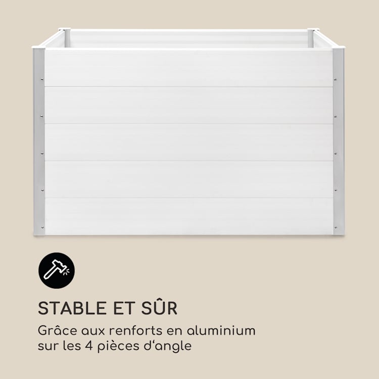 Nova Grow Potager surélevé 150 x 91 x 100 cm WPC aspect bois blanc 150 x 91 x 100 cm