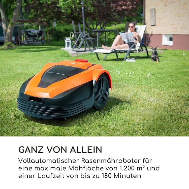 Garden Hero Rasenmähroboter 5,2 Ah Akkubetrieb bis 1.200 m² orange