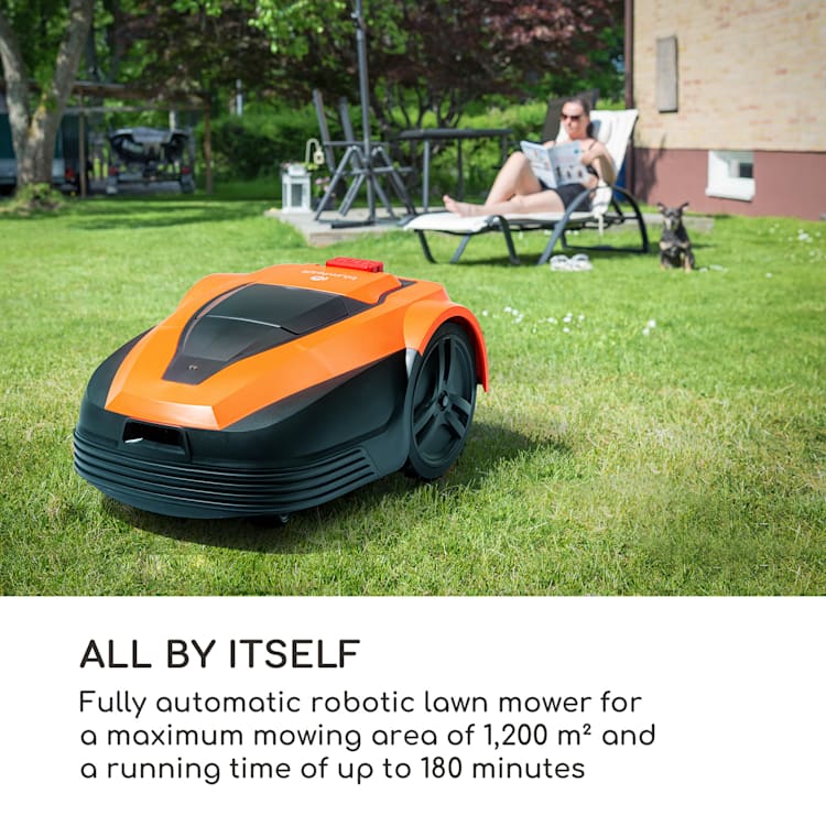 Garden Hero, robotska kosilnica, 5,2 Ah, baterijsko delovanje, do 1200 m², oranžna barva