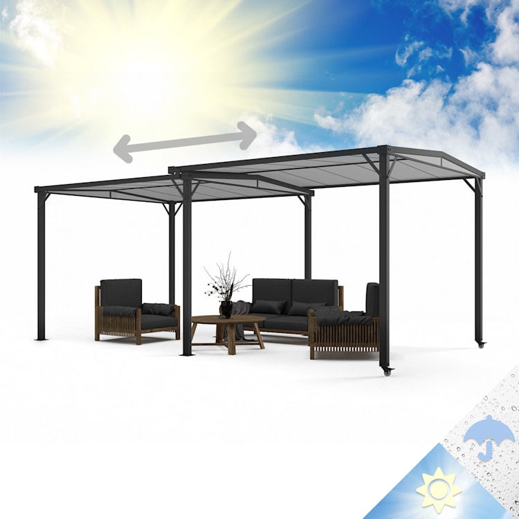 Pantheon Solid Sky Expand Pérgola 3 x 2,5 x 3 m Aluminio Antracita Sin paredes laterales | Gris Marengo