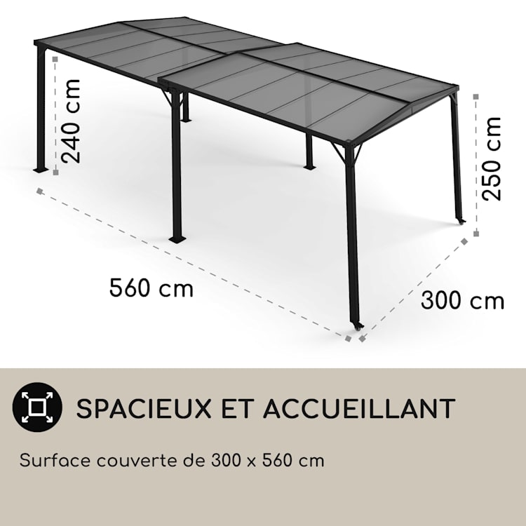 Pantheon Solid Sky Expand pergola 3 x 2,5 x 3 m aluminium anthracite Sans parois latérales | Gris Foncé