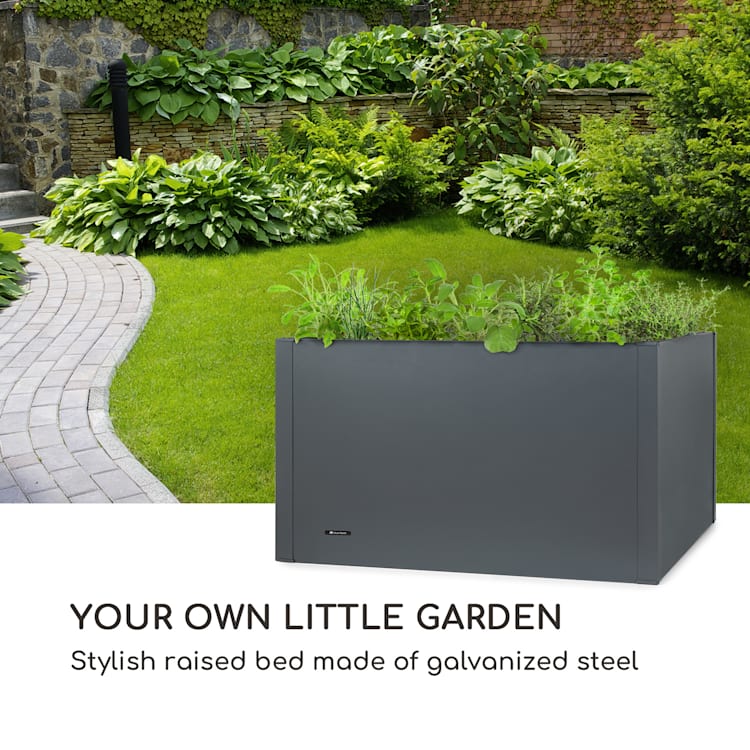 Highgrow Deluxe, леха за цветя 100x76x100cm, поцинкована стомана, сиво