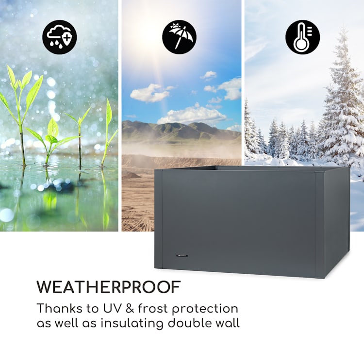 Highgrow Deluxe, леха за цветя 100x76x100cm, поцинкована стомана, сиво
