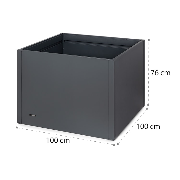 Highgrow Deluxe, леха за цветя 100x76x100cm, поцинкована стомана, сиво