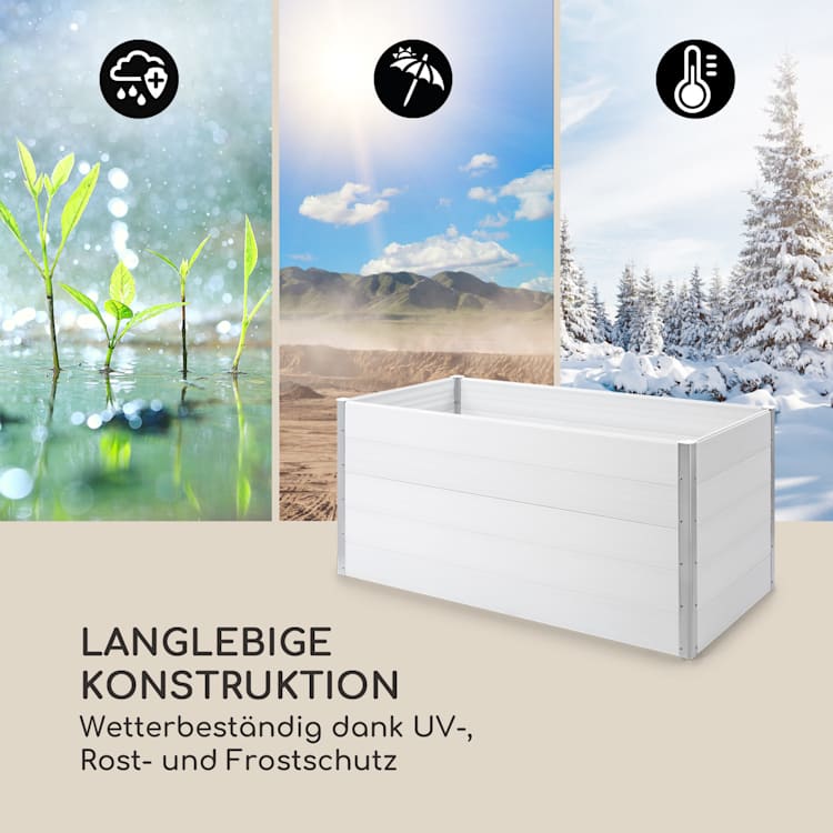 Nova Grow Gartenbeet 195 x 91 x 100 cm WPC Holzoptik weiß 195 x 91 x 100 cm