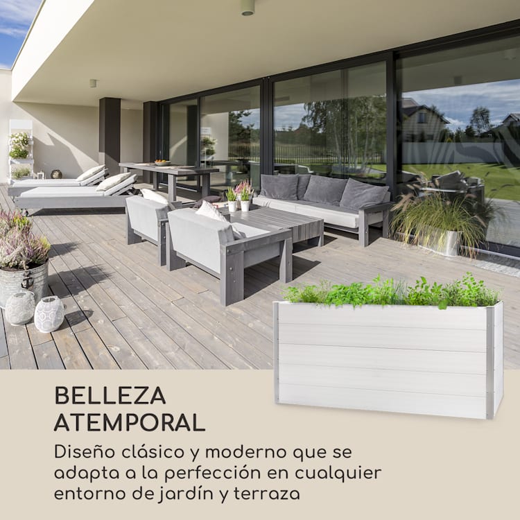 Nova Grow Arriate de jardín 195 x 91 x 100 cm WPC imitación madera color blanco 195 x 91 x 100 cm