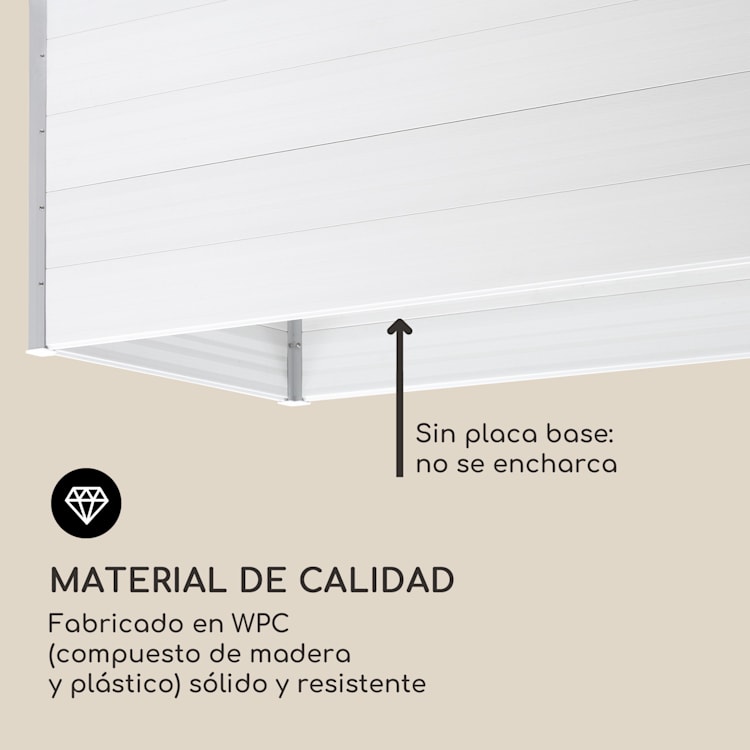Nova Grow Arriate de jardín 195 x 91 x 100 cm WPC imitación madera color blanco 195 x 91 x 100 cm