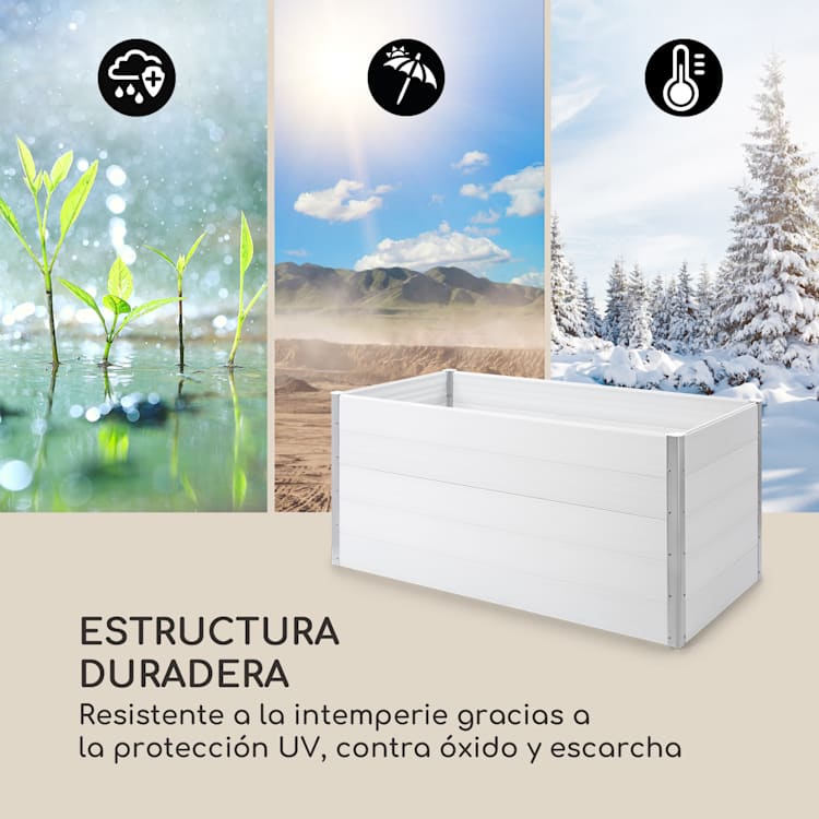 Nova Grow Arriate de jardín 195 x 91 x 100 cm WPC imitación madera color blanco 195 x 91 x 100 cm