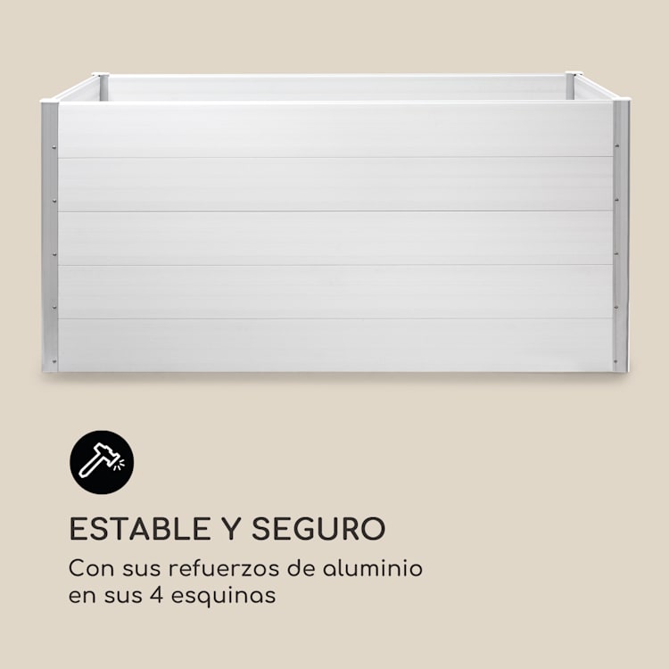 Nova Grow Arriate de jardín 195 x 91 x 100 cm WPC imitación madera color blanco 195 x 91 x 100 cm