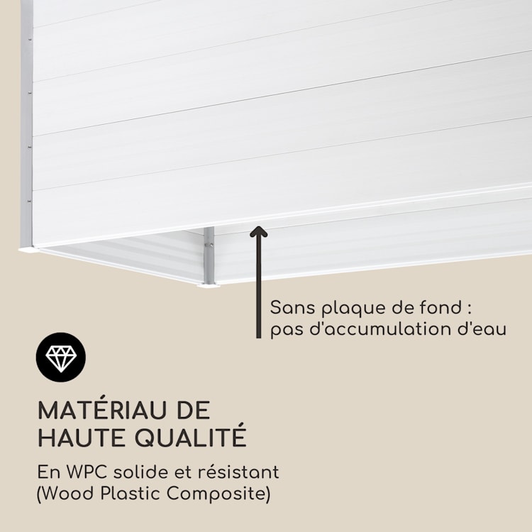 Nova Grow Potager surélevé 195 x 91 x 100 cm WPC aspect bois blanc 195 x 91 x 100 cm