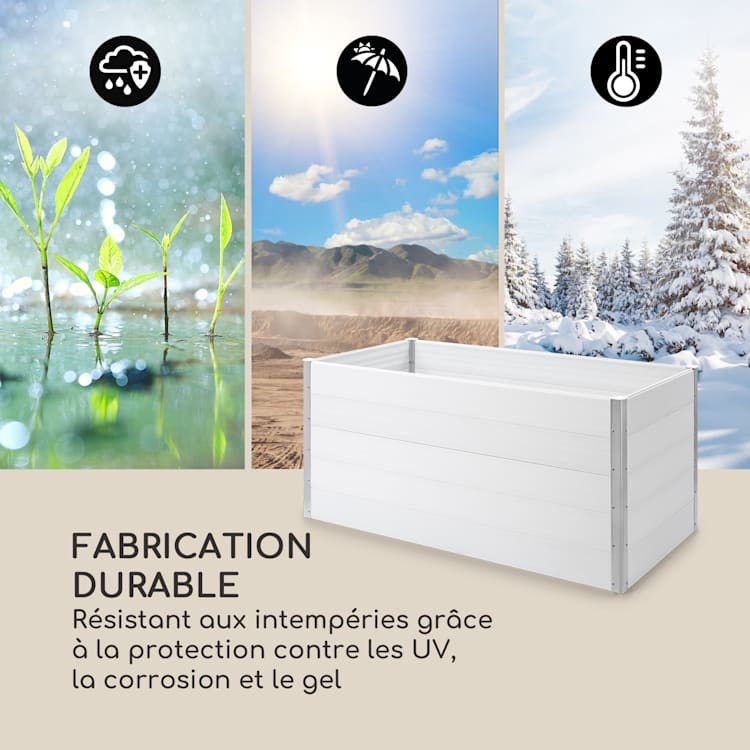 Nova Grow Potager surélevé 195 x 91 x 100 cm WPC aspect bois blanc 195 x 91 x 100 cm