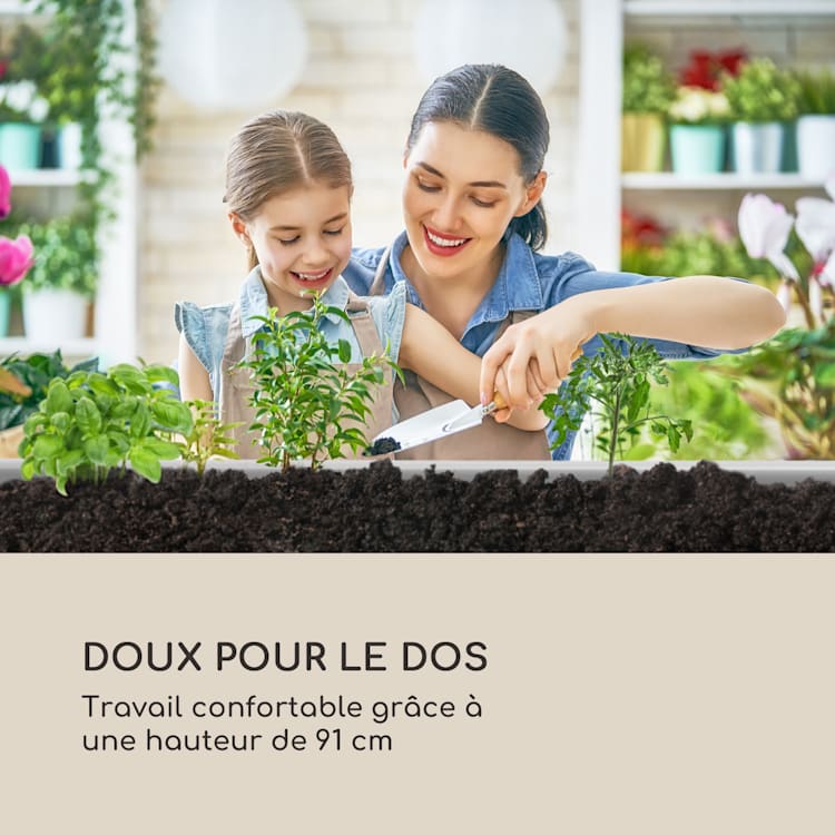 Nova Grow Potager surélevé 195 x 91 x 100 cm WPC aspect bois blanc 195 x 91 x 100 cm