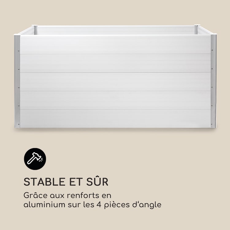Nova Grow Potager surélevé 195 x 91 x 100 cm WPC aspect bois blanc 195 x 91 x 100 cm