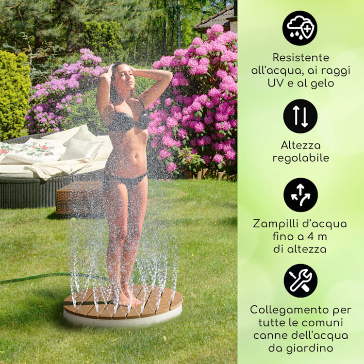 Sumatra Breeze Round - Doccia da giardino, WPC, alluminio, 70 x 55 cm, tonda round | Argento metallizzato