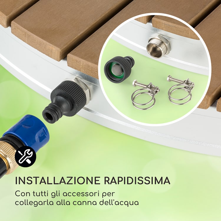 Sumatra Breeze Round - Doccia da giardino, WPC, alluminio, 70 x 55 cm, tonda round | Argento metallizzato