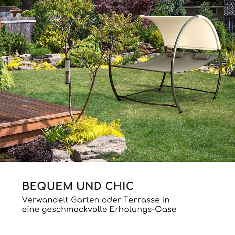 Umbria Doppel-Hängematte freistehend Stahlrahmen Kissen Dach grau