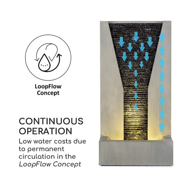 Riverrun, fântână de grădină, interior / exterior, pompă de 12 W, LED, cablu de 10 m, zincat