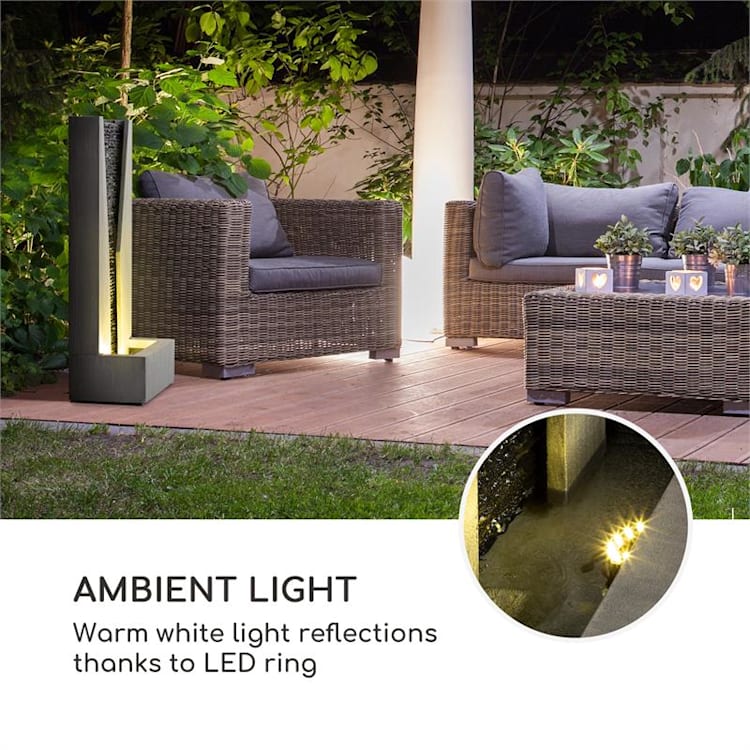 Riverrun, fântână de grădină, interior / exterior, pompă de 12 W, LED, cablu de 10 m, zincat
