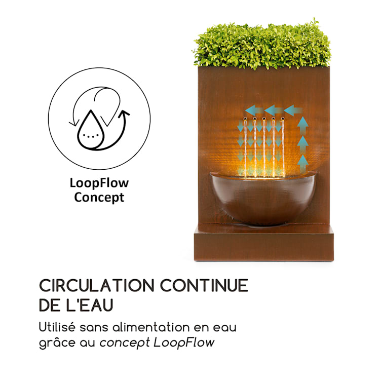 Windflower fontaine de jardin avec bac à plantes 11 W métal galvanisé marron