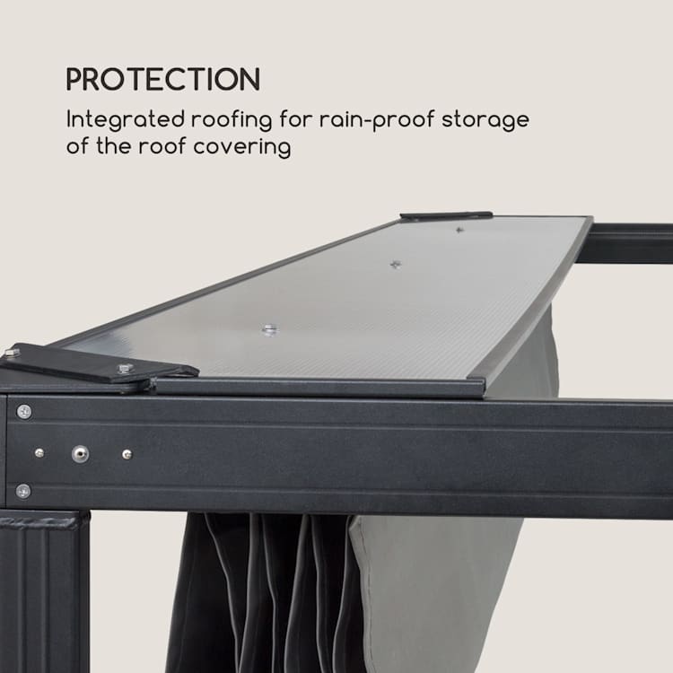 Pantheon RemoteShade, altánok, motorizovaná strecha, 3 x 3 m, 280 g/m², sivý Bez LED svetla