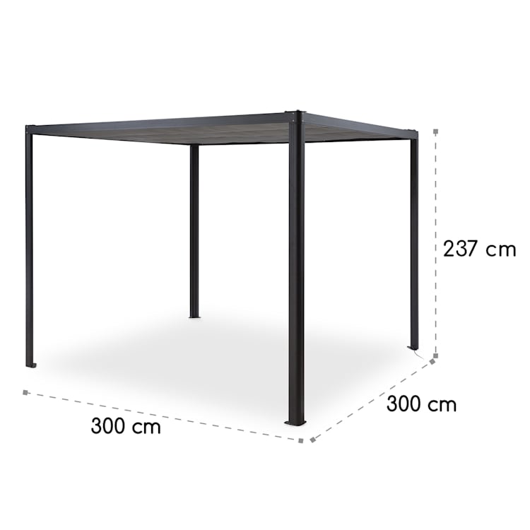 Pantheon RemoteShade, altánok, motorizovaná strecha, 3 x 3 m, 280 g/m², sivý Bez LED svetla