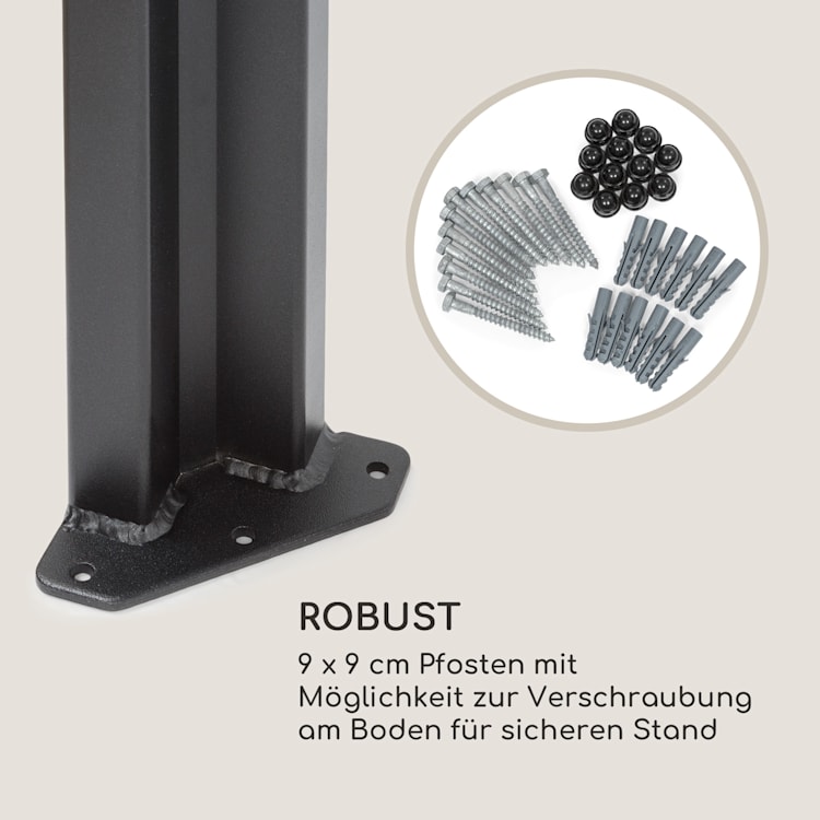 Pantheon RemoteShade Ambient Pavillon motorisiertes Dach 3x3m LED-Licht 280g/m² Polyester Aluminium grau Mit LED-Licht