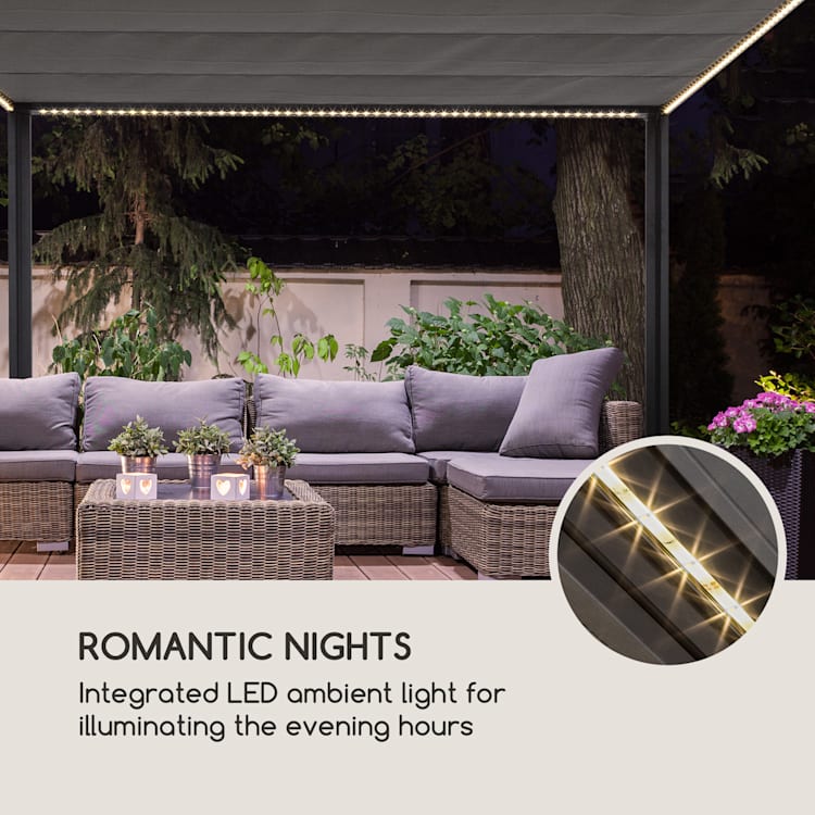 Pantheon RemoteShade Ambient, altánok, motorizovaná strecha, LED svetlo S LED svetlom