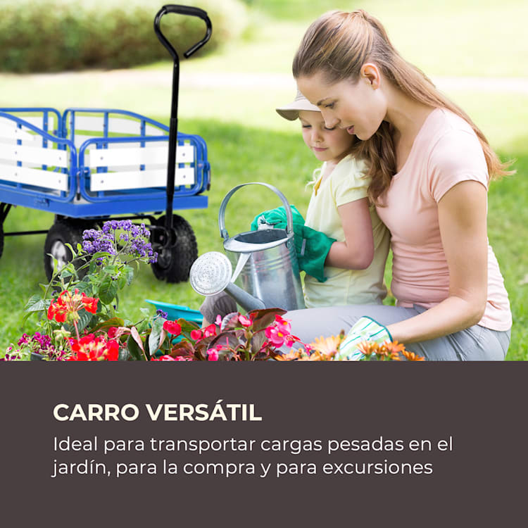 Ventura Carretilla de mano Carrito de transporte Capacidad de carga de 300 kg Acero WPC Color azul
