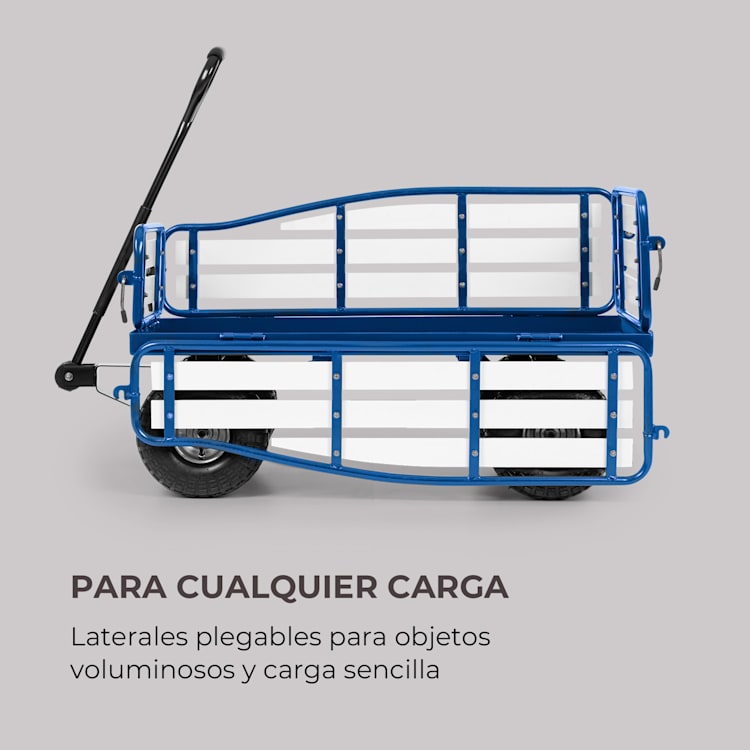 Ventura Carretilla de mano Carrito de transporte Capacidad de carga de 300 kg Acero WPC Color azul