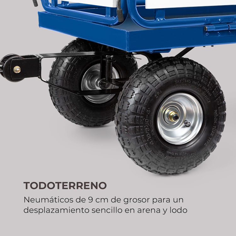 Ventura Carretilla de mano Carrito de transporte Capacidad de carga de 300 kg Acero WPC Color azul