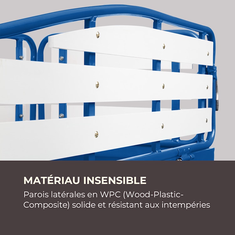 Ventura chariot à main charrette charge lourde 300 kg acier WPC bleu